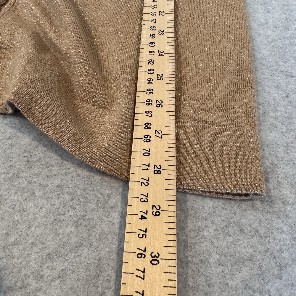 Lands' End Cardigan Sweater Womens 1X 16W-18W Gold Metallic Wool Blend Festive - Picture 13 of 16